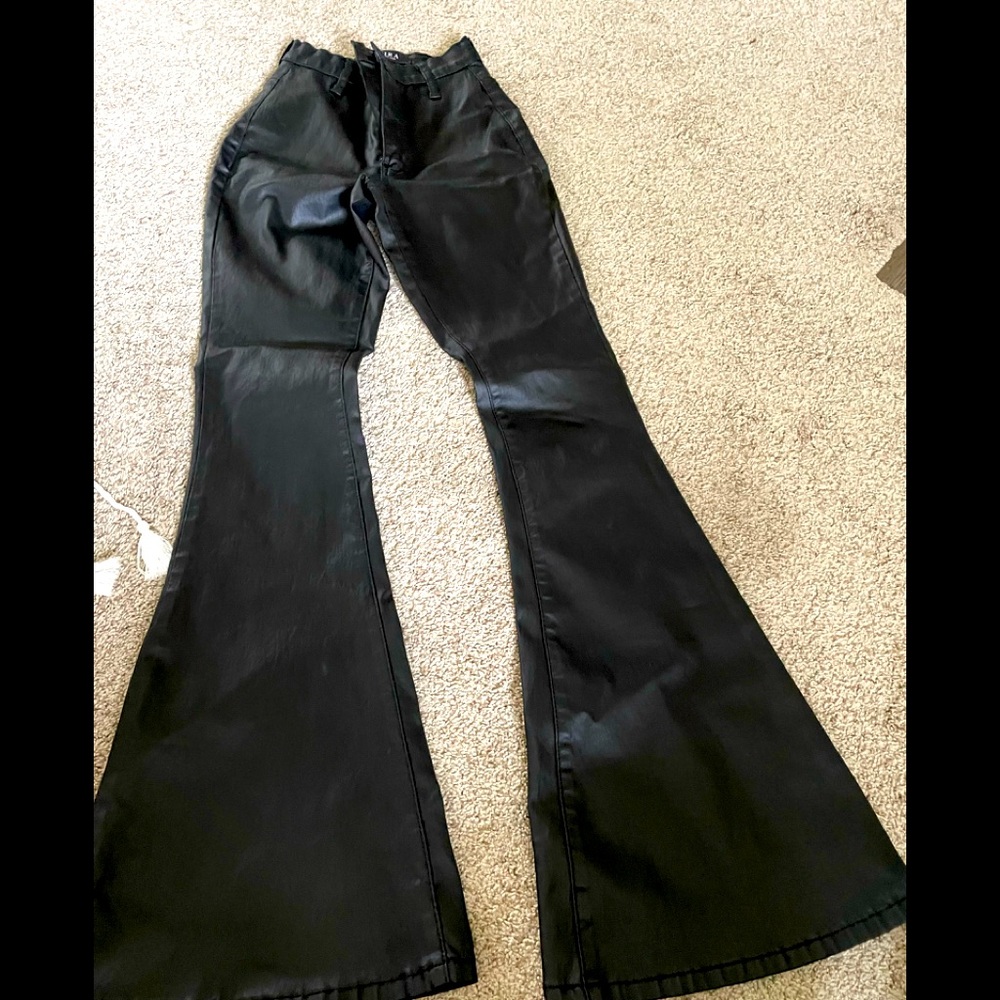 These are flare faux leather pants- super cute!